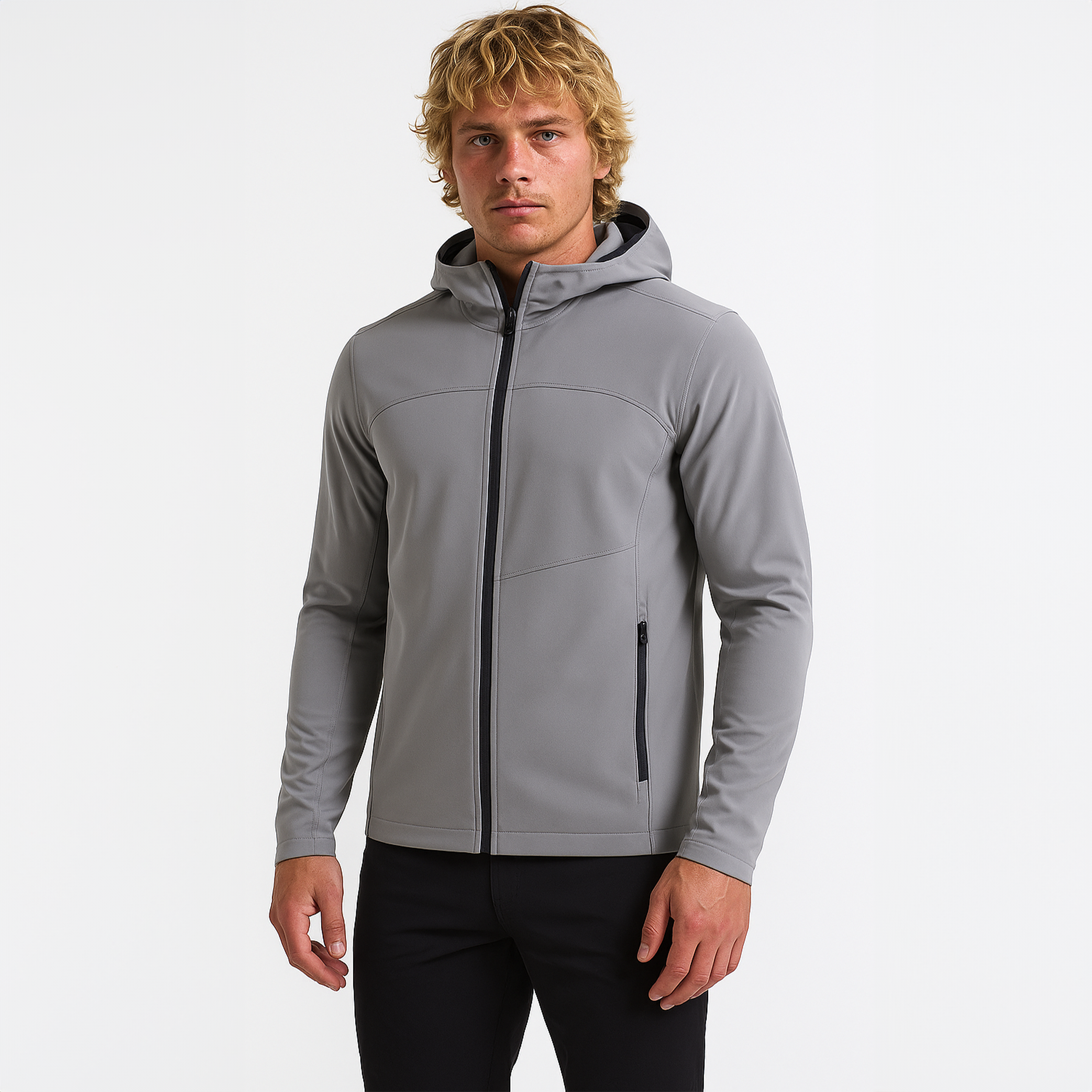 Men's Stealth Fleece Lined Outdoor Jacket - Warm, Adjustable Hood & Zip Pockets