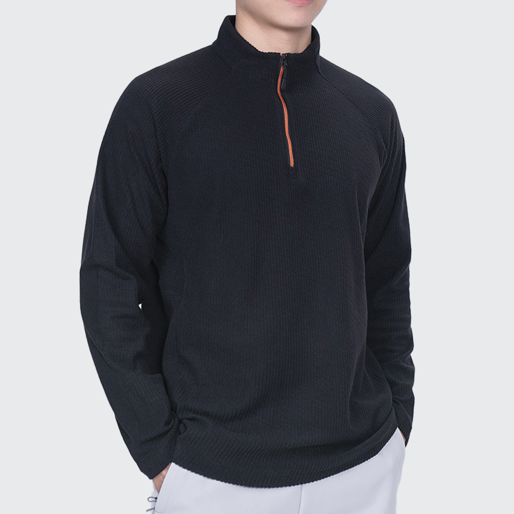 Men's Softshell Long Sleeve T-Shirt - Breathable, Zip Collar & Ergonomic Fit