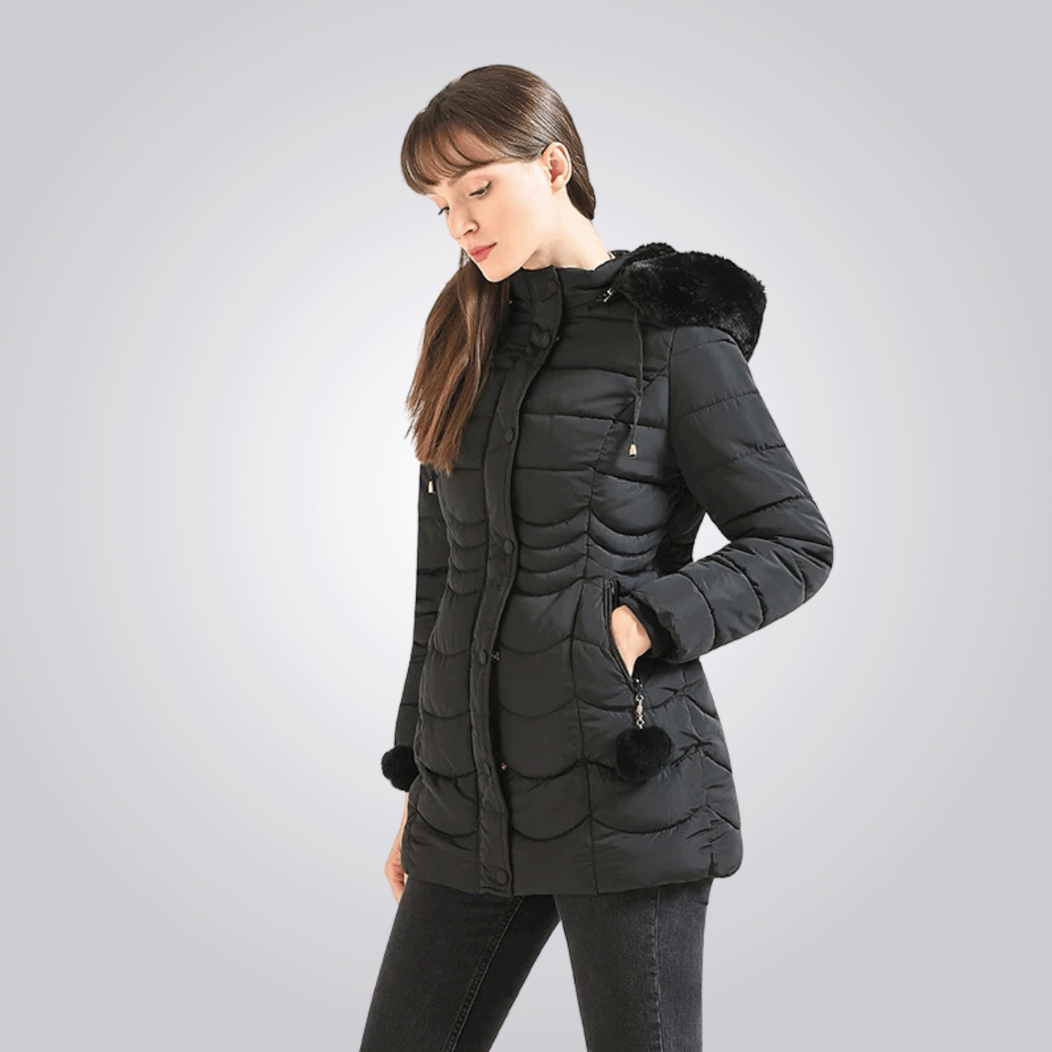 Women's Long Winter Jacket - Thermal, Breathable & Stylish with Removable Hood