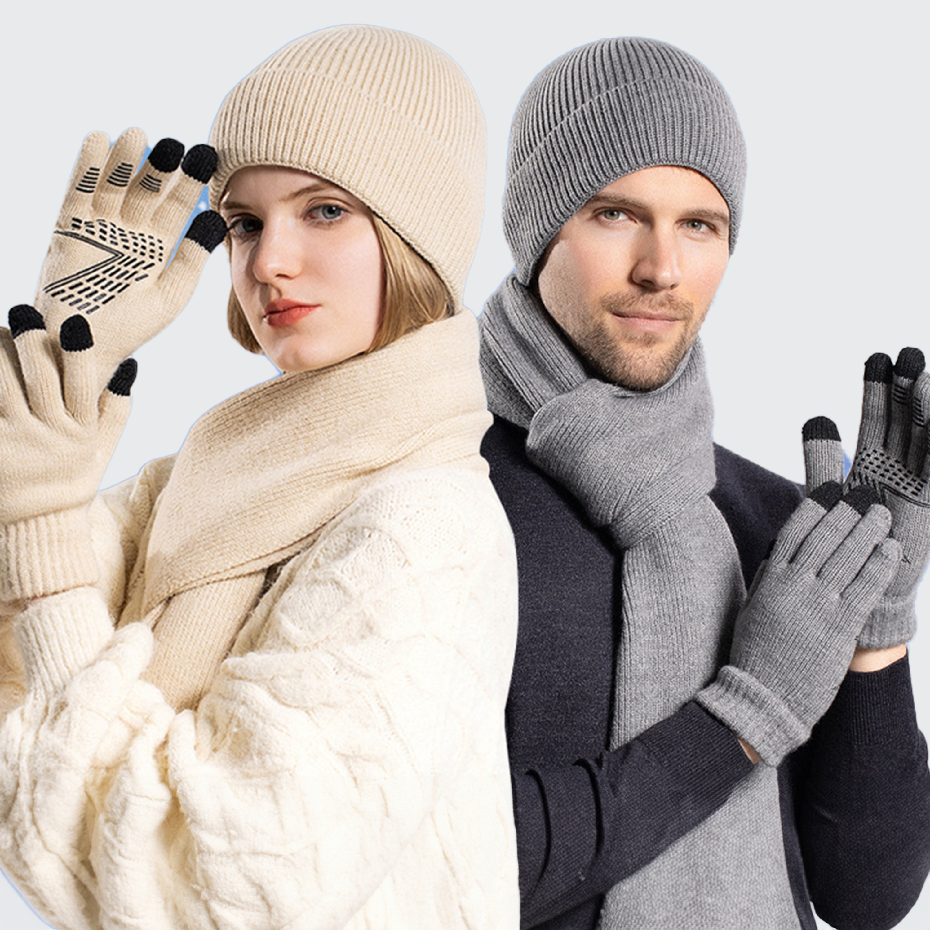 Purity Unisex Winter Set - Grip Gloves, Scarf & Beanie for Cold Weather