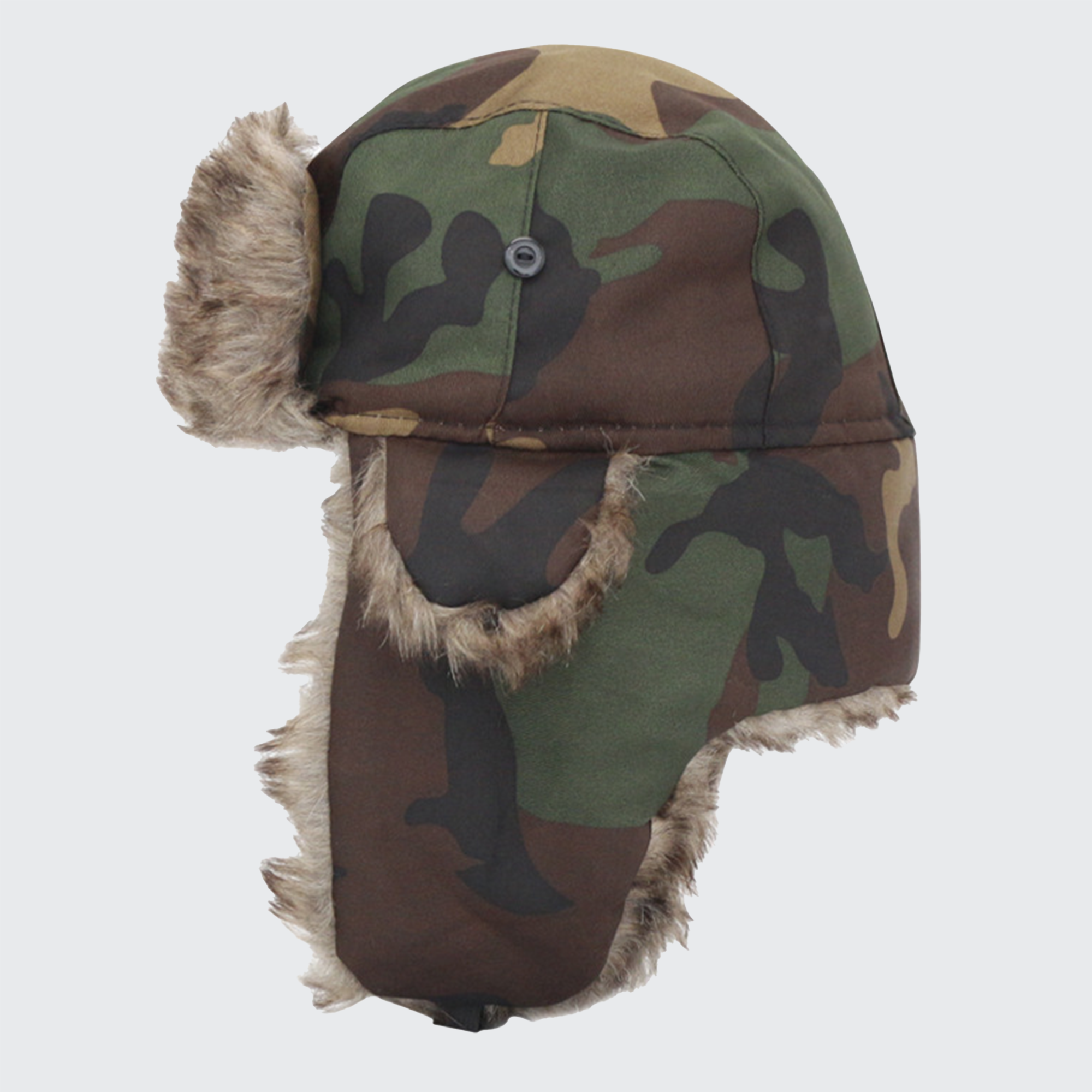 Camouflage Trapper Hat - Plush Lined, Ear Flaps & Windproof for Winter Outdoors