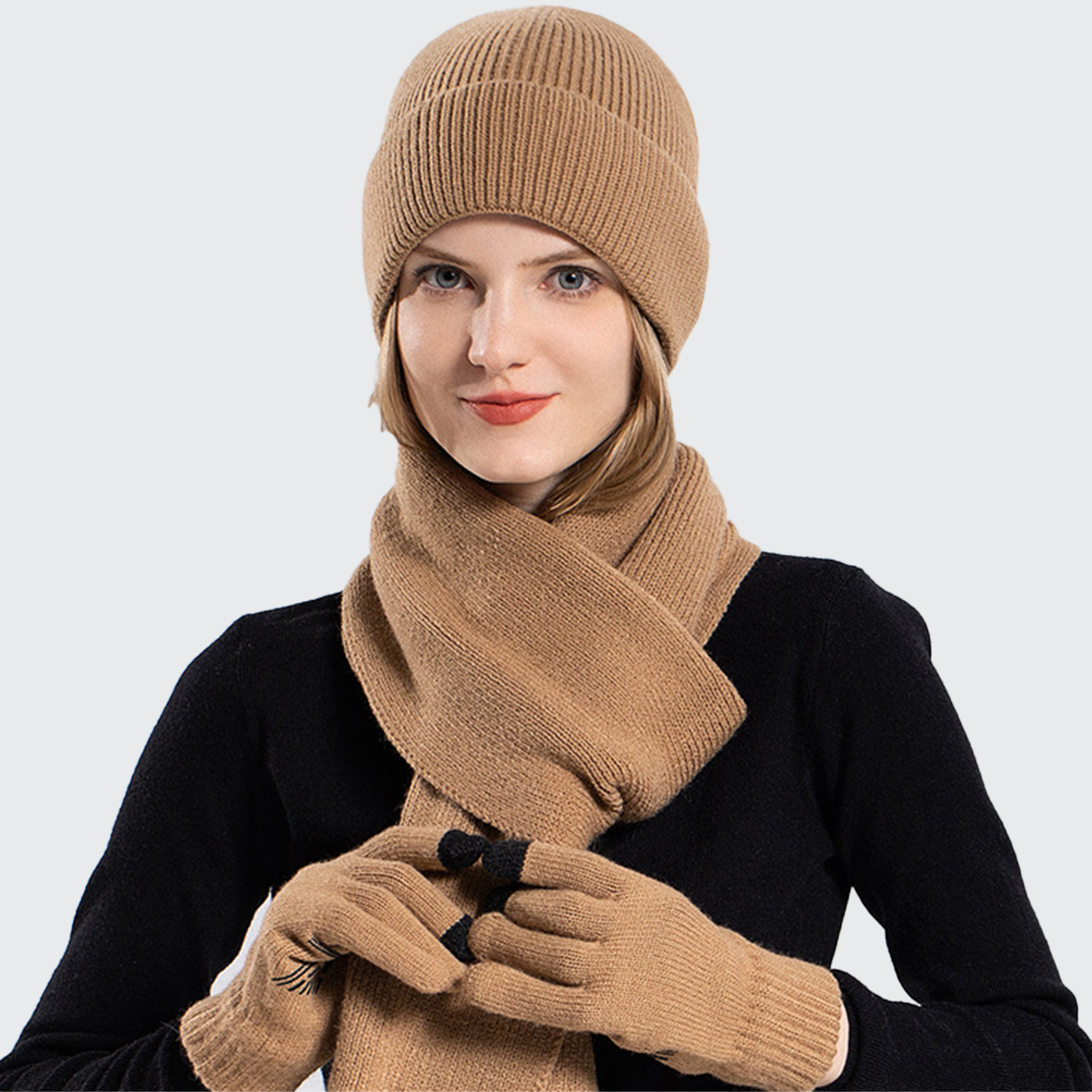Purity Unisex Winter Set - Grip Gloves, Scarf & Beanie for Cold Weather
