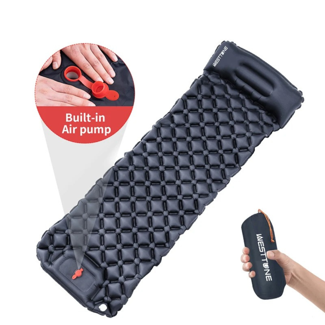 Westtone Ultralight Inflatable Sleeping Pad | Built-in Pump Camping Air Mattress for Backpacking