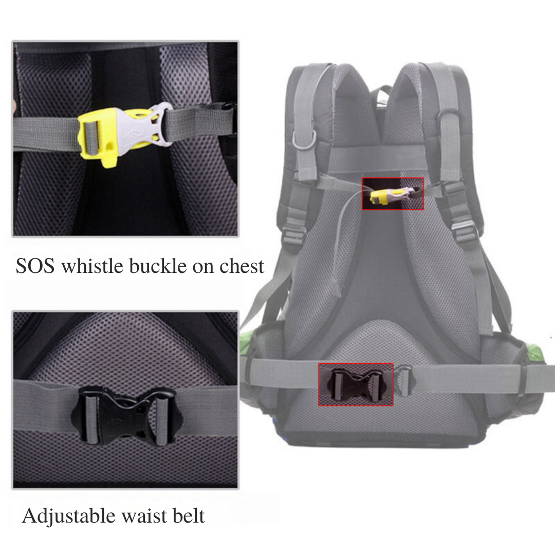 Explorer 40L Hiking Backpack | Adjustable Trekking Bag with Padded Back & Survival Whistle