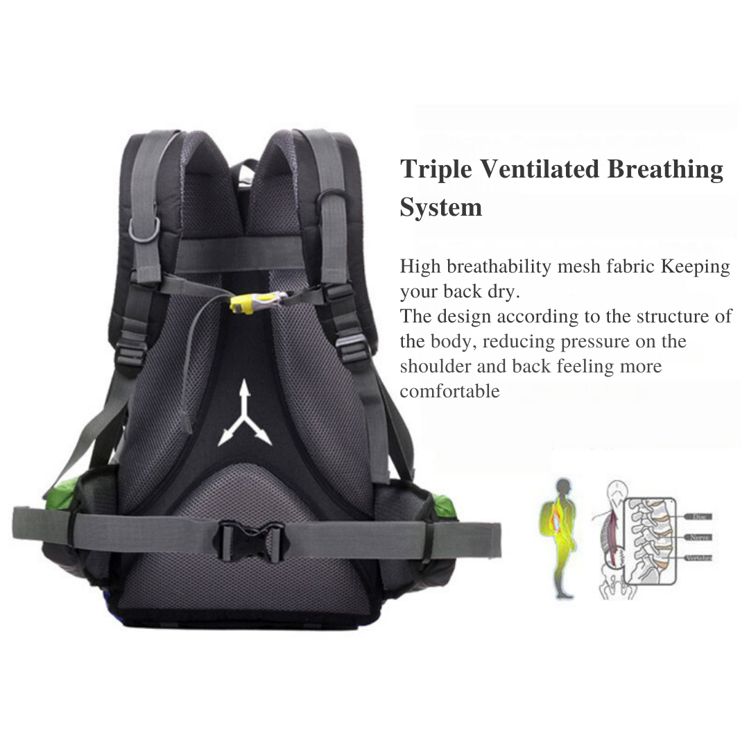 Explorer 40L Hiking Backpack | Adjustable Trekking Bag with Padded Back & Survival Whistle