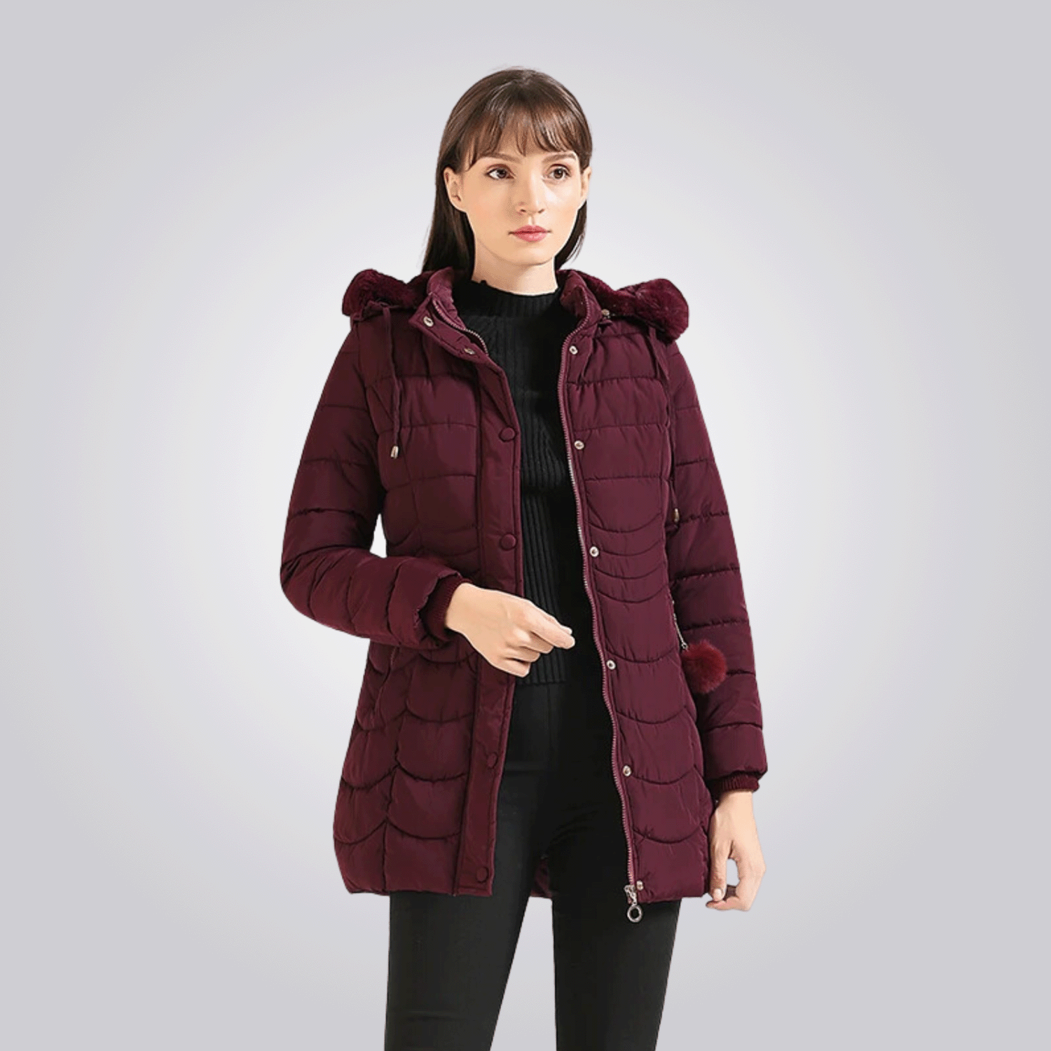 Women's Long Winter Jacket - Thermal, Breathable & Stylish with Removable Hood