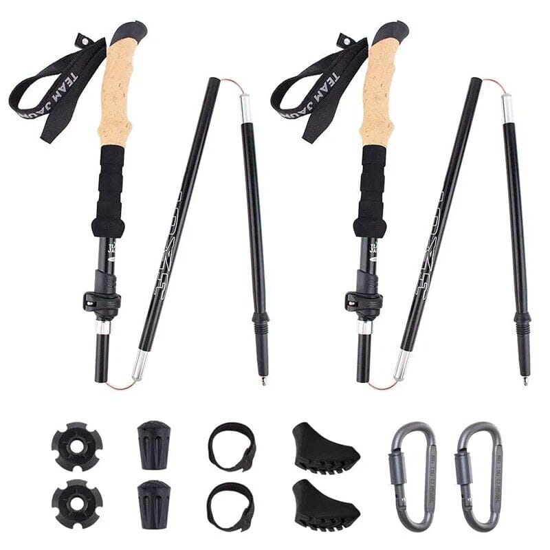 Bastões de Trekking Ergonômicos Ultraleves - Nordic [Camping - Trekking - Bastões] 01 - Bastão Trekking - Nórdico Pescamping Preto China 