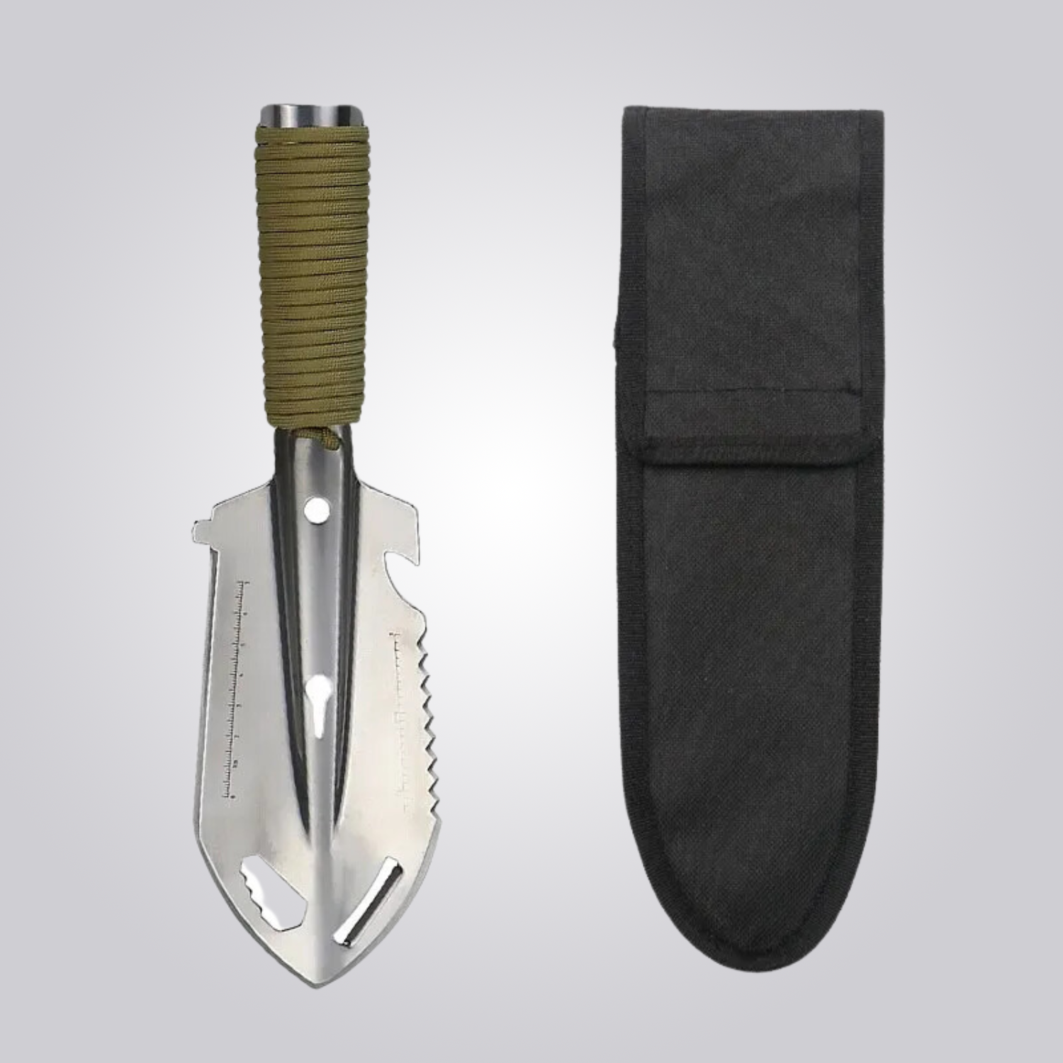 Portable Camping Shovel - Multi-tool with Knife, Saw, Bottle Opener & Ruler