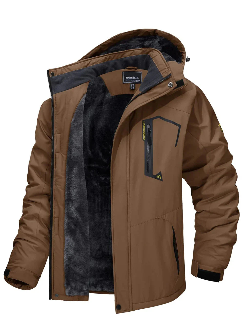 Casaco Montanha Outdoor Forrado Impermeável - TACVASEN [Vestuário - Jaquetas e Casacos - Casacos] 04 - Casaco Montanha Outdoor Forrado Impermeável - TACVASEN Pescamping Coffee CN 7XL (US 2XL) 