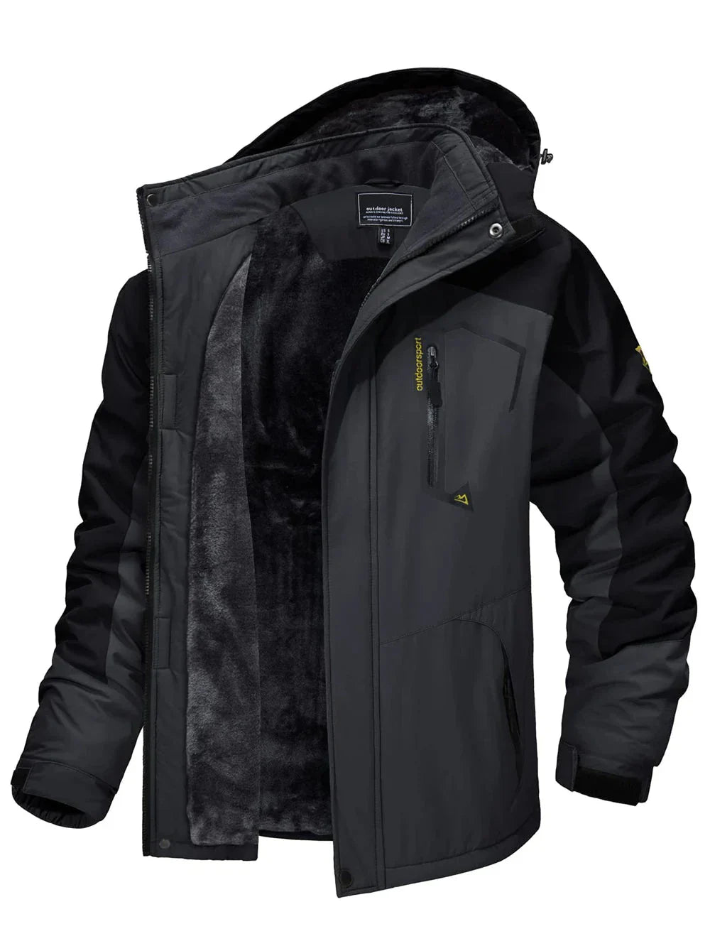 Casaco Montanha Outdoor Forrado Impermeável - TACVASEN [Vestuário - Jaquetas e Casacos - Casacos] 04 - Casaco Montanha Outdoor Forrado Impermeável - TACVASEN Pescamping Gray with Black CN XL (US S) 