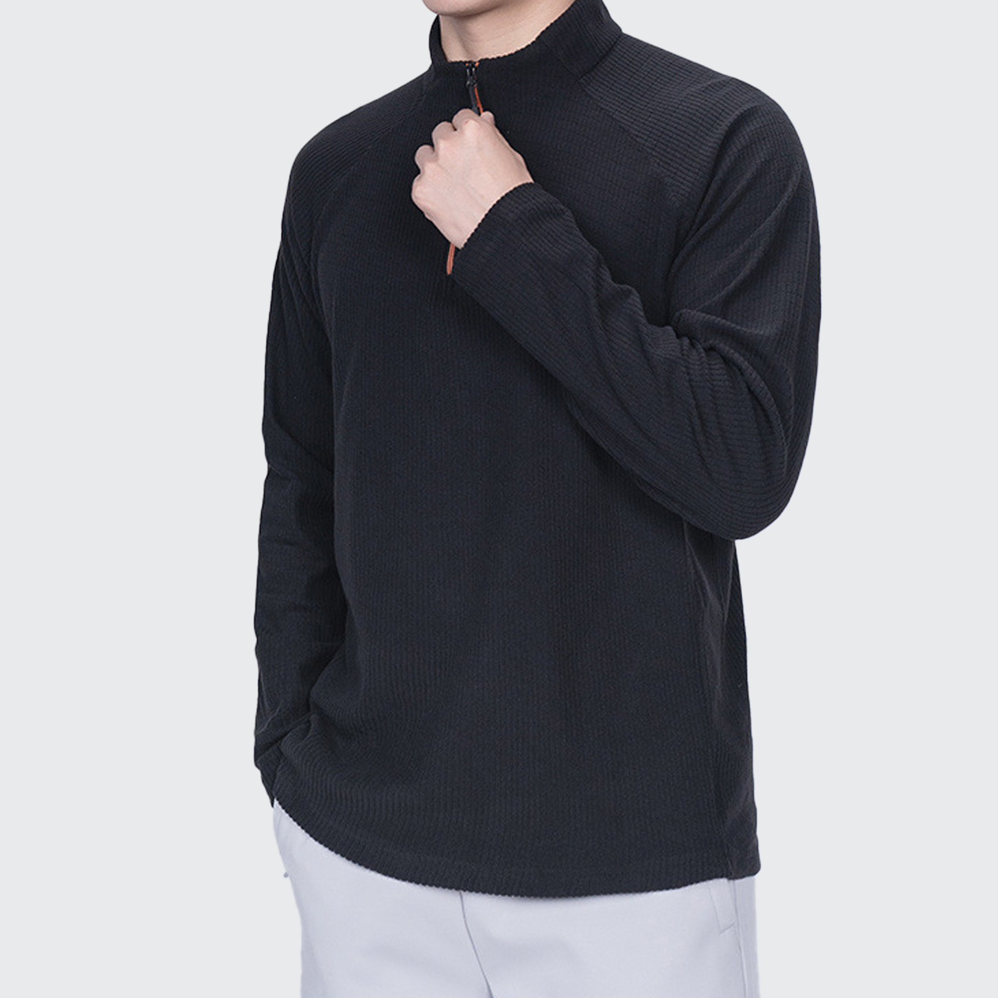 Men's Softshell Long Sleeve T-Shirt - Breathable, Zip Collar & Ergonomic Fit
