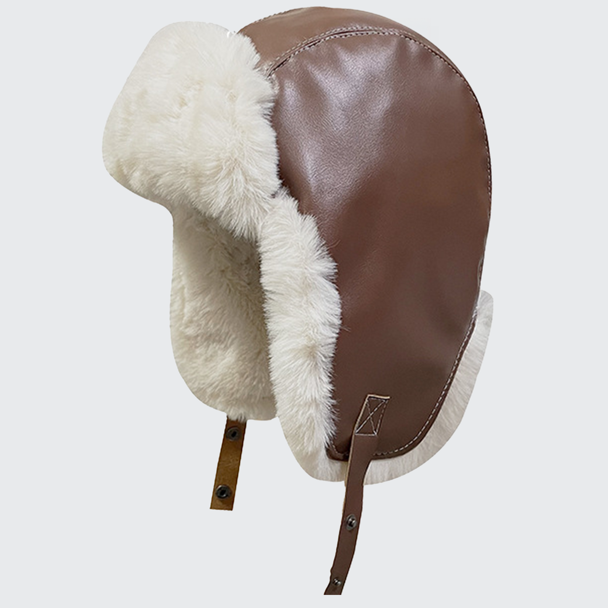 Yukon Trapper Hat - Faux Leather, Faux Fur Lined & Ear Flaps for Extreme Cold