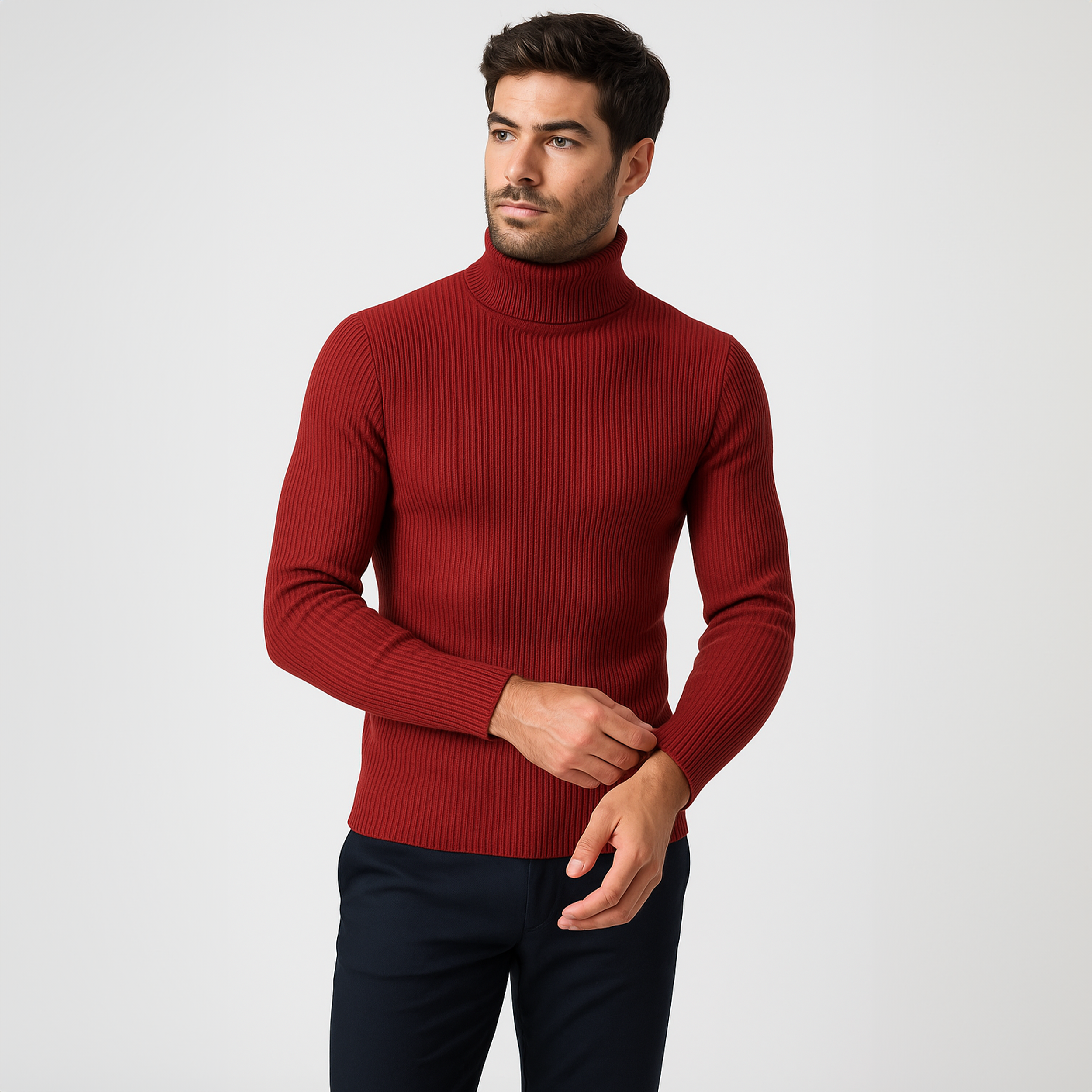 Men's High Collar T-Shirt - Versatile, Stylish & Thermal Cotton