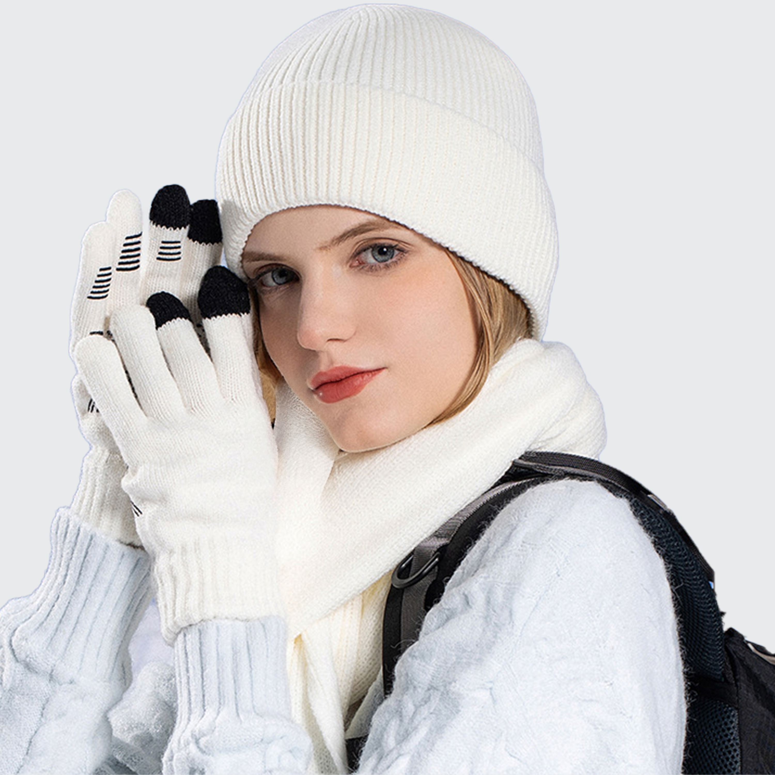 Purity Unisex Winter Set - Grip Gloves, Scarf & Beanie for Cold Weather