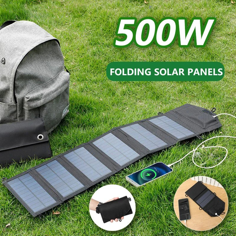 Fold 500W Portable Solar Panel | USB Charger for Camping, Hiking & Outdoor Adventures