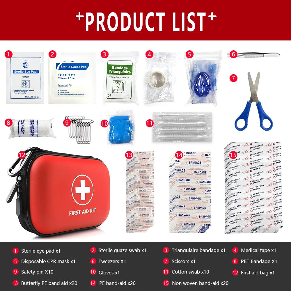 Survival 91-Piece Portable First Aid Kit | Compact Medical Kit for Car, Camping & Home