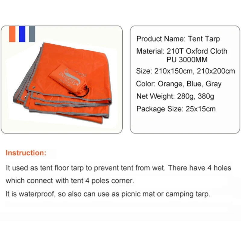 Desert Waterproof Camping Tarp | Multipurpose 210T Oxford Ground Sheet for Backpacking & Outdoors
