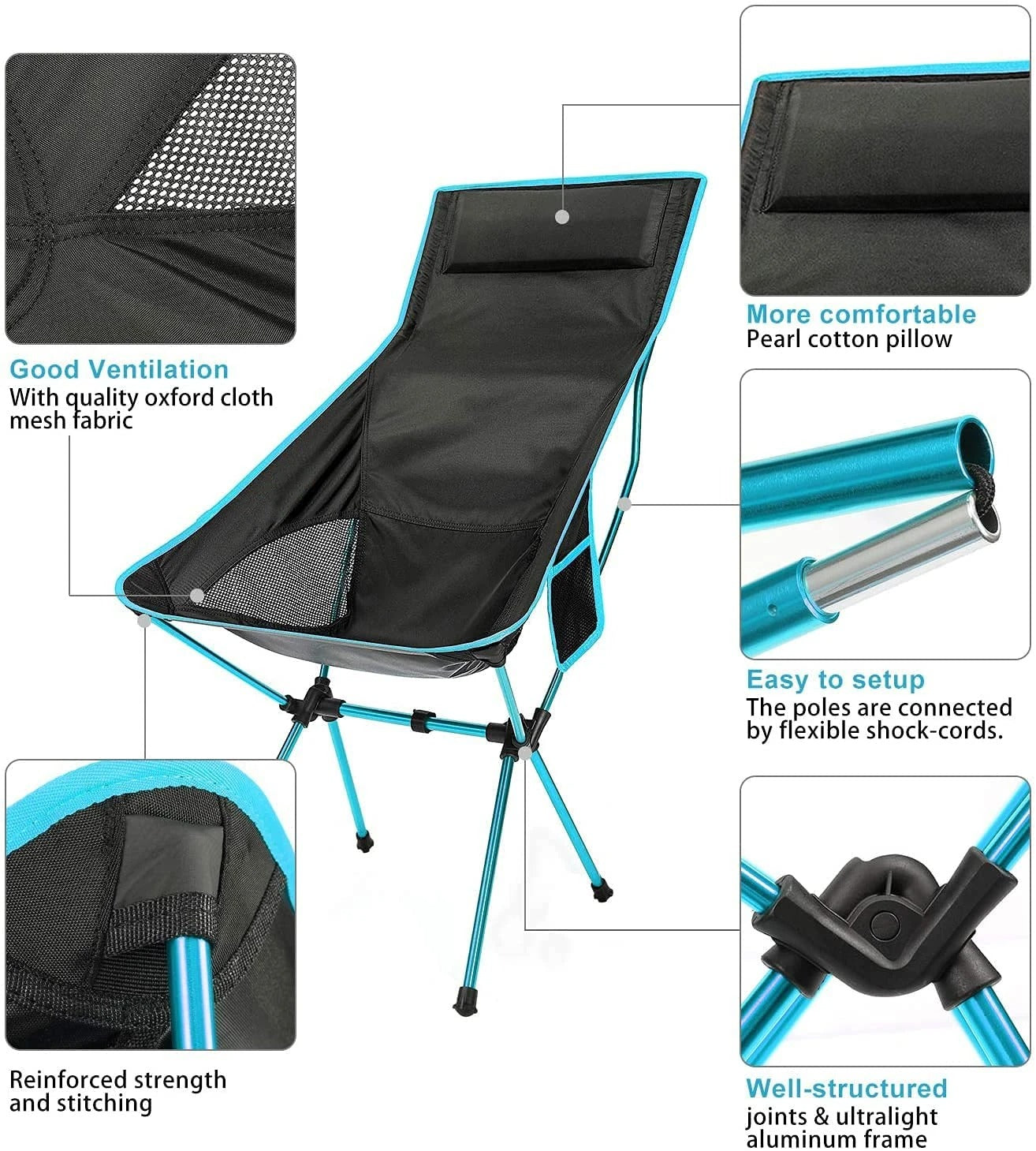 Ultralight Portable Folding Camping Chair Plus | Aluminum Alloy Travel Seat for Backpacking, Hiking & Outdoors
