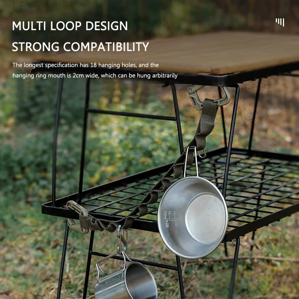 Hook Outdoor Camping Lanyard | Portable Multi-Ring Hanging Strap for Campsite Organization