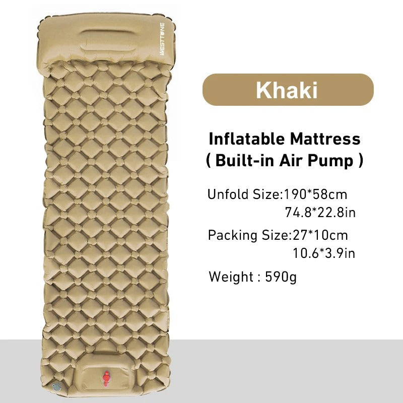 Westtone Ultralight Inflatable Sleeping Pad | Built-in Pump Camping Air Mattress for Backpacking